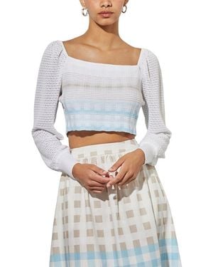Ming Wang Bishop Sleeve Crop Top - Grey