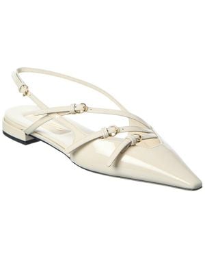 Miu Miu Logo Patent Slingback Ballerina Flat - White