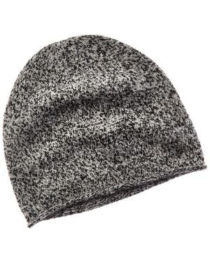 Amicale Cashmere Marled Jersey Rolled Edge Cashmere Beanie - Grey