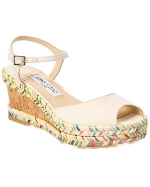 Jimmy Choo Denim & Leather Wedge Sandal - Metallic