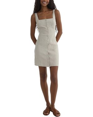 Bella Dahl Square Neck Button Front Linen Mini Dress - Natural