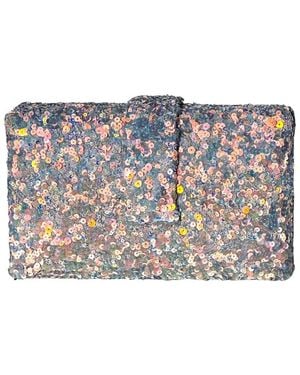 Simitri Hand-Embroidered Sequin Box Clutch - Gray