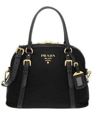 Prada Nylon & Saffiano Leather Satchel - Black