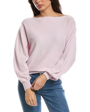 Forte Off-The-Shoulder Dolman 100% Cashmere Sweater - Pink