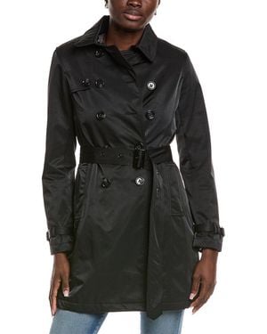 Jane Post Belted Double-Breasted Trench Coat - Black