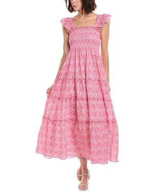 Sail To Sable Flutter Smocked Midi Dress - Pink