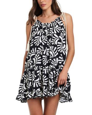 Red Carter Eyecatcher Mini Beach Dress Coverup - Black