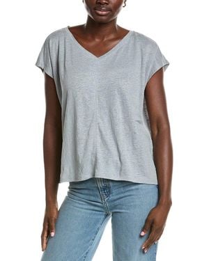 Eileen Fisher V-Neck Square Linen T-Shirt - Blue