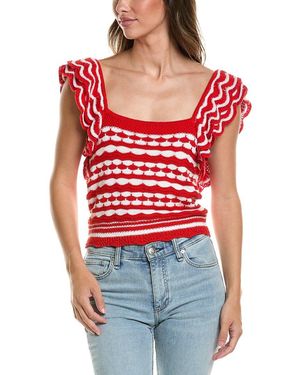 Autumn Cashmere 2-Tone Knit Tank Top - Red