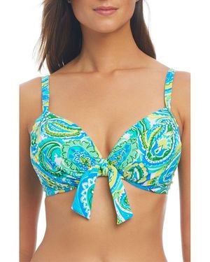 Bleu Rod Beattie More Is More Tie Front Bra Swim Top - Blue