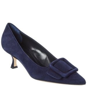 Manolo Blahnik Maysale 50 Suede Pump - Blue