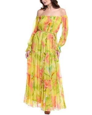 Hemant & Nandita Tiered Off-The-Shoulder Maxi Dress - Yellow