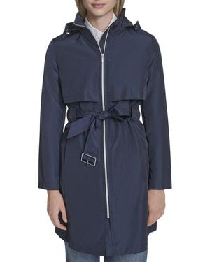Cole Haan Zip Up Trench Coat - Blue
