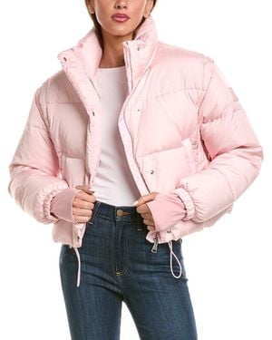Sam. Zip-Off Sleeve Cropped Down Puffer Coat - Pink