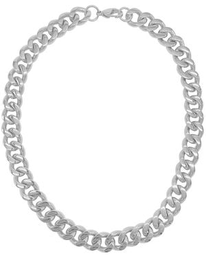 Adornia Plated Wide Curb Chain Necklace - Metallic
