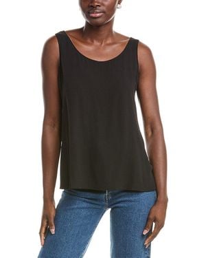 Eileen Fisher Scoop Neck Silk Tank - Black
