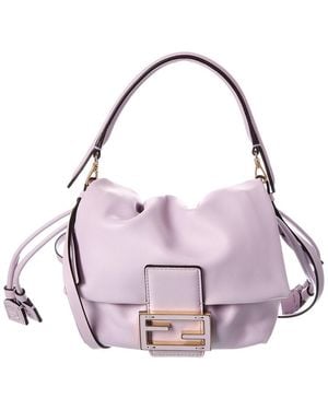 Fendi Mamma Baguette Small Leather Shoulder Bag - Purple
