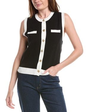 Ellen Tracy Button Front Vest - Blue