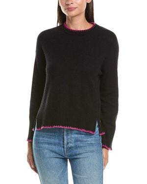Hannah Rose 100% Cashmere Whipstitch Jumper - Black
