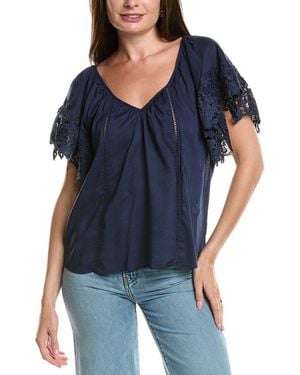 Ramy Brook Lynette Linen-Blend Top - Blue