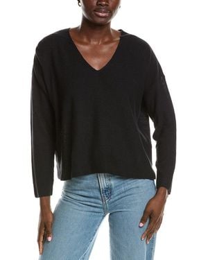 Eileen Fisher V-Neck Linen-Blend Jumper - Black