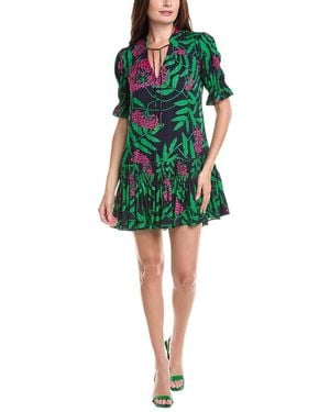 FLORA BEA NYC Hartlie Silk Mini Dress - Green