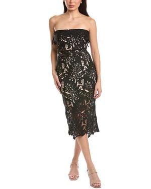 AMINA GLAM Solid Midi Dress - Black