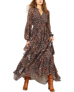 Hale Bob Karter Long Sleeve Maxi Dress - Brown