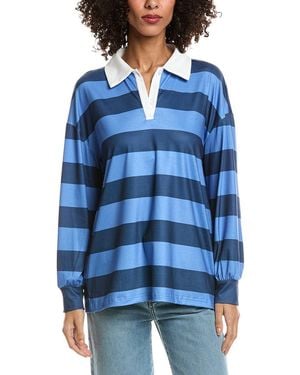 Madison Miles Stripe Polo Shirt - Blue