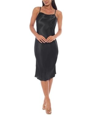Bebe Scoop Neck Satin Midi Dress - Black