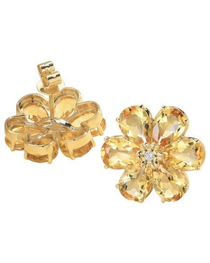 Nina Zhou Jewelry 14K 7.85 Ct. Tw. Diamond & Citrine Stud Earrings - Metallic
