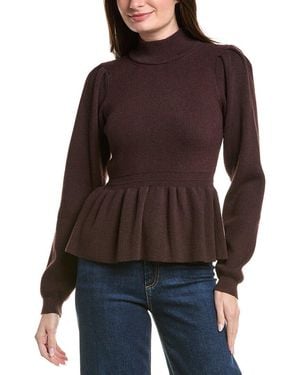 English Factory Peplum Waist Wool-Blend Top - Brown