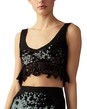 Cynthia Rowley The Cosmo Sequin Knit Top - Black