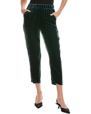Eileen Fisher Petite Velvet Tapered Silk-Blend Pant - Green