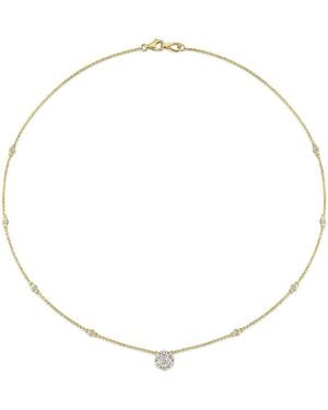 Diamond Select Cuts 14K 0.74 Ct. Tw. Diamond Floral Cluster Necklace - Natural