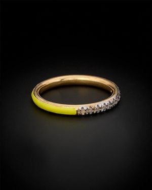 Italian Gold Over Silver 18K 0.12 Ct. Tw. Diamond Half-Eternity Ring - Black