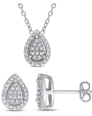 Rina Limor 0.30 Ct. Tw. Diamond Pendant & Earrings Set - White