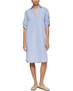 Lafayette 148 New York Tab Sleeve Popover Dress - Blue