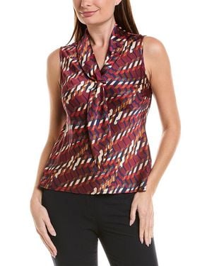 Tahari Petite Hammer Satin Sleeveless Knit Top - Red
