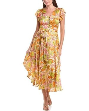 Vince Camuto V-Neck Button Down Maxi Dress - Metallic