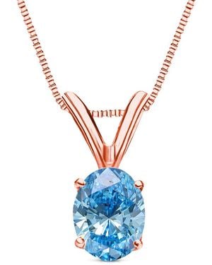 Amairah 14K Rose 2.00 Ct. Tw. Lab-Grown Diamond Solitaire Pendant Necklace - Blue