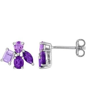 Rina Limor 1.34 Ct. Tw. Amethyst Africa, Rose De France Floral Drop Earrings - Multicolor