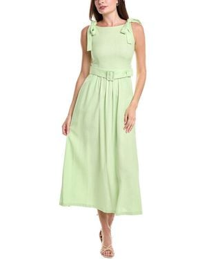 BGL Linen-Blend Midi Dress - Green
