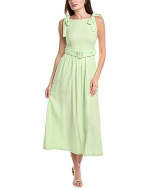 BGL Linen-Blend Midi Dress - Green