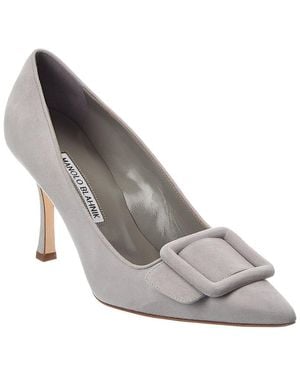 Manolo Blahnik Maysale 90 Suede Pump - Gray