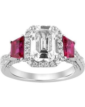Brilliant Bloom 14K 4.40 Ct. Tw. Lab-Grown Diamond & Ruby Bridal Ring - Pink