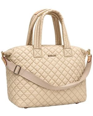 MZ Wallace Large Metro Nylon & Leather Tote Deluxe - Natural