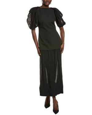 Endless Rose Mixed Media Drop-Waist Maxi Dress - Black
