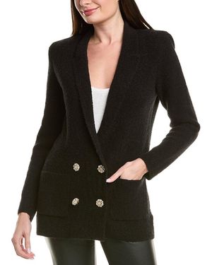 L'Agence Eileen Boyfriend Knit Wool-Blend Blazer - Black