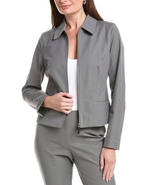 Lafayette 148 New York Zip Front Tailored Jacket - Grey